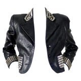 Vintage MOSCHINO Metal Studded Leather Cropped Jacket For Sale at 1stdibs