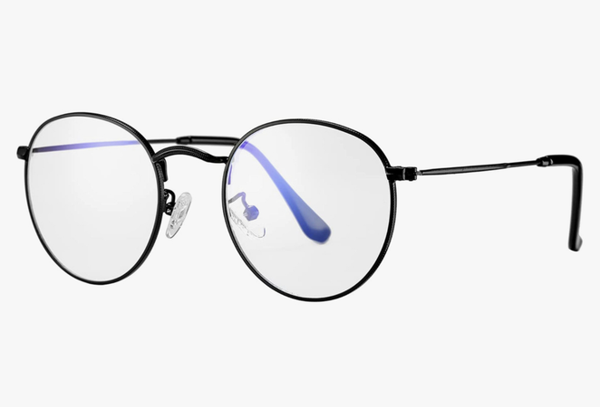 amazon HJSTES Round Blue Light Glasses for Women Men Retro Circle Clear Lens Metal Frame Eyeglasses wire rim glasses black