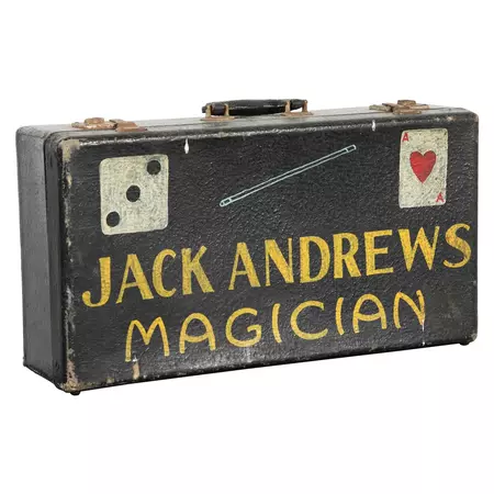 Vintage Magician Magic Suitcase Hand Painted Folk Art For Sale at 1stDibs | magician suitcase, jennie goloboy
