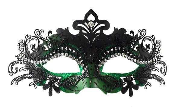 black & green masquerade mask