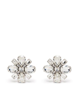 Alessandra Rich Oversized Crystal Flower Earrings - Farfetch