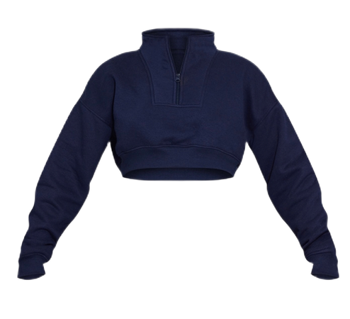 PLT- midnight blue half zip cropped sweatshirt