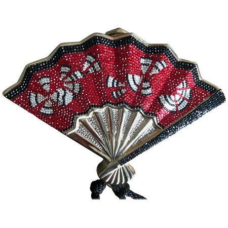 Judith Leiber Jeweled Fan Minaudière For Sale at 1stdibs