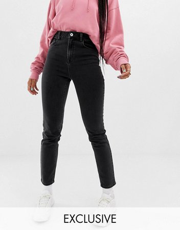 COLLUSION x011 slim mom jeans in washed black | ASOS