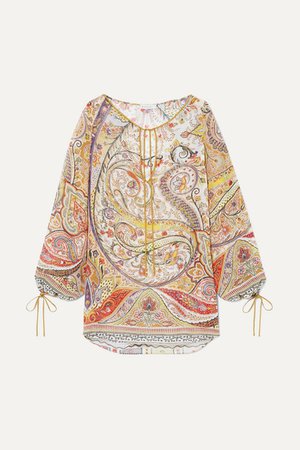 Etro | Tie-detailed paisley-print chiffon blouse | NET-A-PORTER.COM