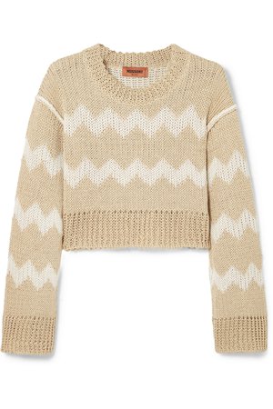 Missoni | Cropped intarsia hemp and wool-blend sweater | NET-A-PORTER.COM