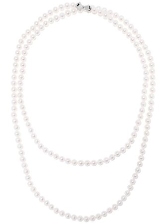 Shop TASAKI 18kt white gold 8.0mm Akoya Pearl Long Necklace 120cm with Express Delivery - FARFETCH