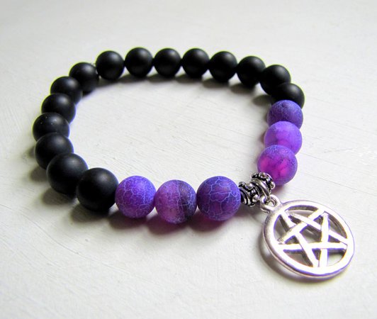 Black & Purple Pentagram Bracelet