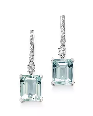 Bloomingdale's Aquamarine & Diamond Drop Earrings in 14K White Gold - 100% Exclusive | Bloomingdale's