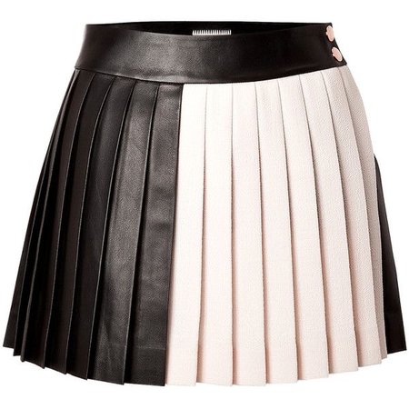 Fausto Puglisi Leather/Wool Pleated Mini-Skirt