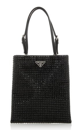Leather-Trimmed Crystal-Embellished Nylon Mini Bag by Prada | Moda Operandi