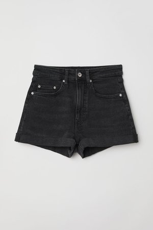 Denim Shorts High Waist - Nearly black - Ladies | H&M US