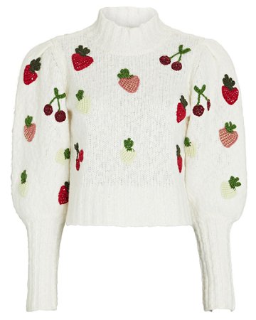 Sea Reese Strawberry Puff Sleeve Sweater | INTERMIX®