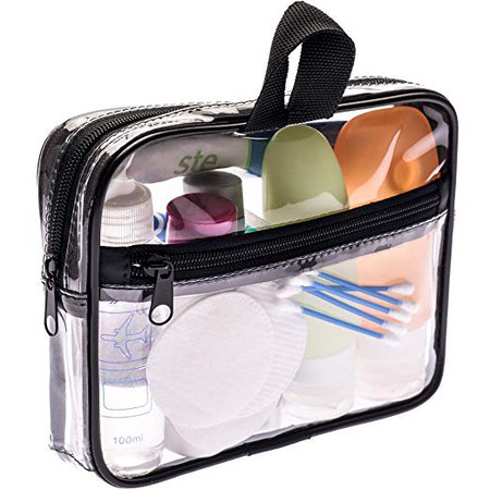 Amazon.com : TSA Approved Toiletry Bag 3-1-1 Clear Travel Cosmetic Bag with Handle - Quart Size Bag with Zipper - Carry-on Luggage Clear Toiletry Bag for Liquids - Airport Airline TSA Compliant Bag for Man Women : Beauty