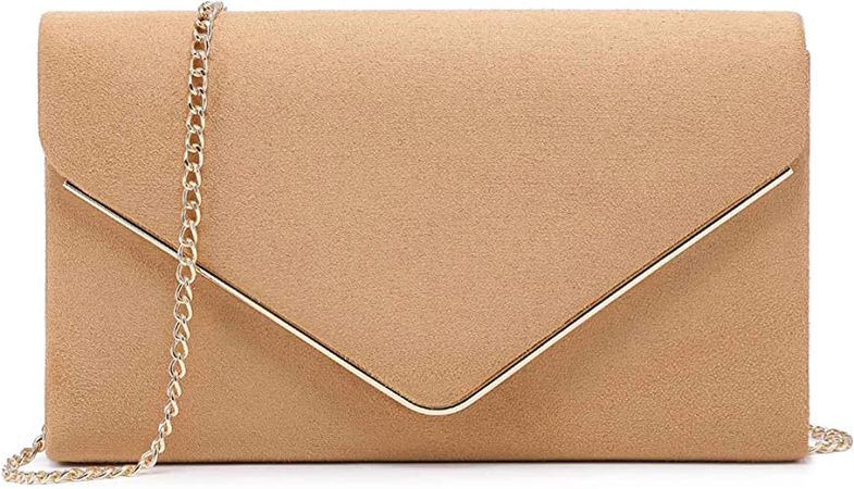 Dasein Ladies' Velvet Evening Clutch Handbag Formal Party Clutch For Women With Chain Strap (Camel): Handbags: Amazon.com
