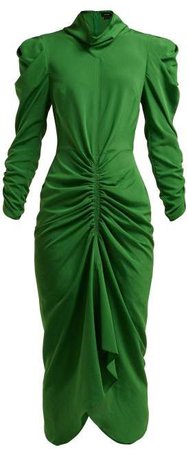 Tizy Ruched Crepe Dress - Womens - Green