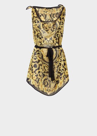 Versace Gold Hibiscus Print Silk Cover Up for Women | US Online Store