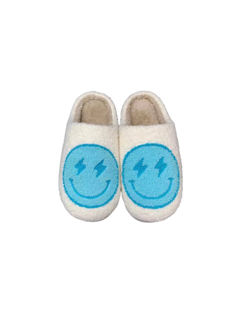 blue smiley face slippers loungewear