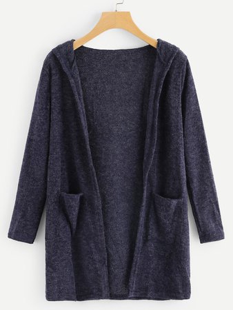 Fuzzy Cardigan Sweater With Pockets | Romwe