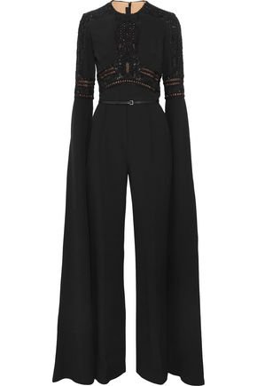 Embellished lace-paneled crepe jumpsuit | ELIE SAAB | Sale up to 70% off | THE OUTNET