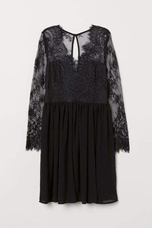 Short Lace Dress - Black