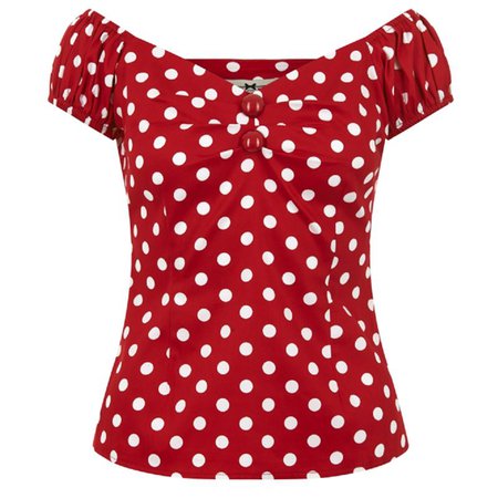 white shirt with red polka dot - Google Search