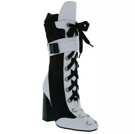black and white boots with laces