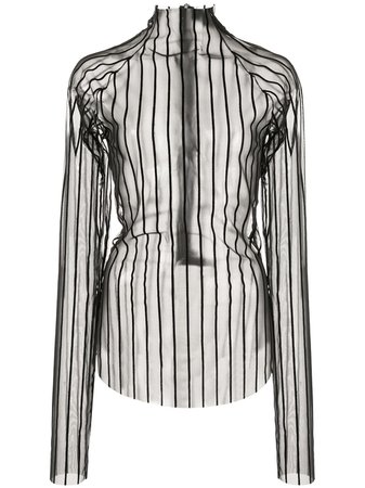 Black Paula Knorr Velvet Striped Top | Farfetch.com