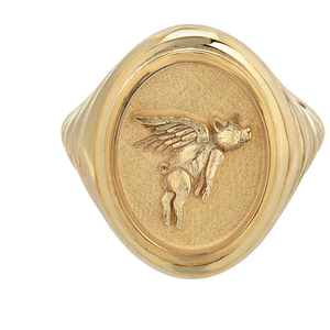 Retrouvaí Grandfather Flying Pig Signet Ring for $2,420.00 available on URSTYLE.com