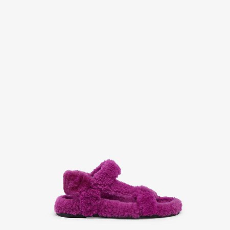 Purple sheepskin sandals - FENDI FEEL | Fendi
