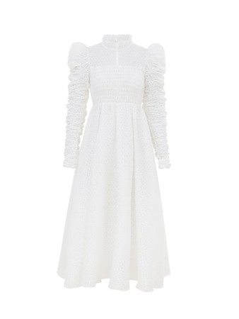 Blanc Smock Long Dress_White | W Concept