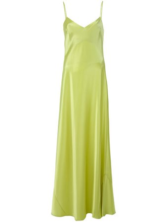 Galvan lime green v-neck slip dress