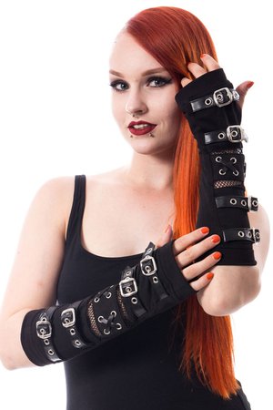 Riot Buckle Arm Warmers Gothic Gloves | Gothic Accessories
