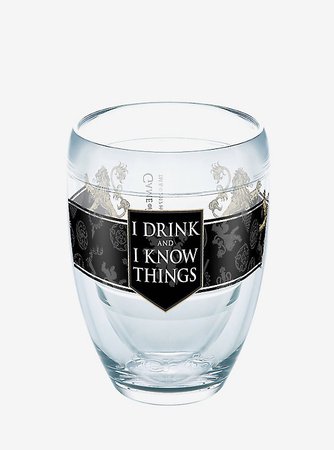 Game Of Thrones I Drink 9 oz Stemless Wine Glass