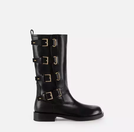 Leather biker boots with buckles | Elisabetta Franchi