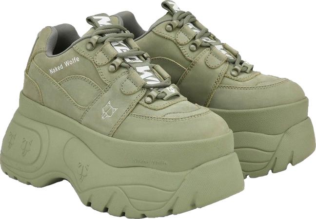green platform sneakers