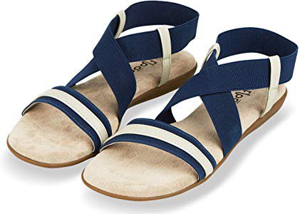 Amazon.com: Floopi Sandals for Women Open Toe, Gladiator Design Summer Sandals | Comfy, Elastic Ankle Strap W/Flat Sole & Memory Foam Insole for Extra Comfort | 0.625” Inch Heel | (7, Navy-513): Shoes