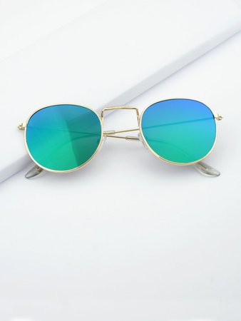 Green Round Oversized Sunglasses | ROMWE