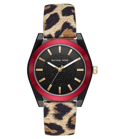 Michael Kors Women's Channing Three-Hand Cheetah Print Leather Watch | Dillard's