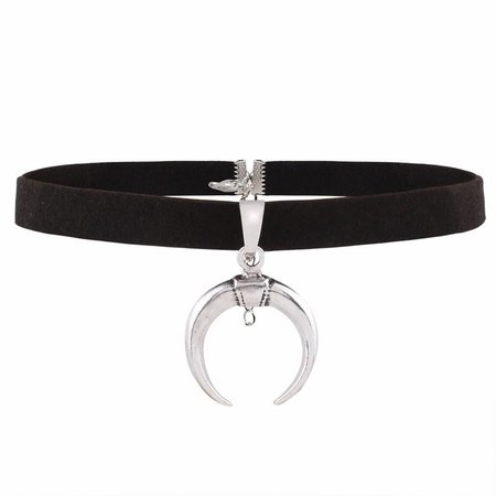 Gothic Inverted Crescent Moon Choker Necklace – ROCK 'N DOLL