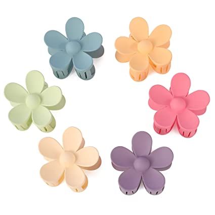 6 PCS Hair Claw Clips Big Hair Clips Plastic Matte Flower Hair Clips for Women Girls Non Slip Jaw Clips Barrettes Hair Accessories Hair Clip for Thick Hair (6 Colors C) : Beauty & Personal Care