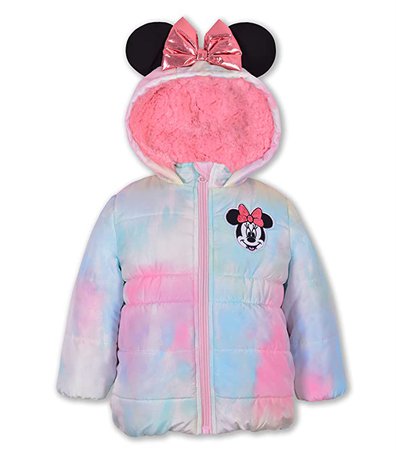 Amazon.com: Disney Minnie Mouse Puffy Winter Coats for Girls and Toddlers with 3D Ears, White- 5 : Clothing, Shoes & Jewelry