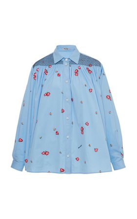Miu Miu Smocked Button Down Shirt
