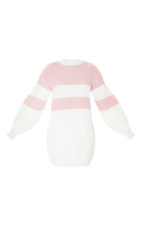 Blush Colour Block Turtle Neck Sweater Dress | PrettyLittleThing USA