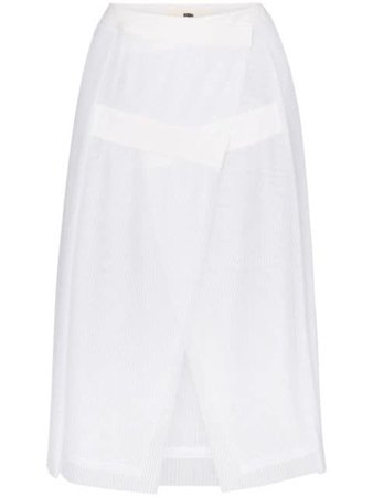 032C Plissé Pleated Wrap Skirt 1053WHITE White | Farfetch