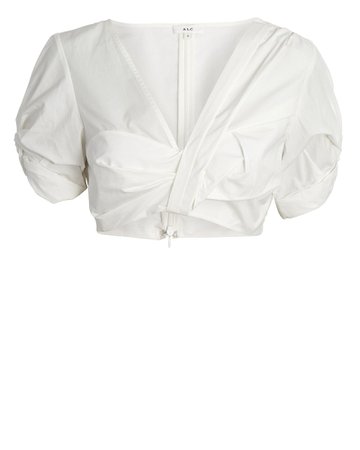 A.L.C. Ryan Puff Sleeve Cotton Crop Top | INTERMIX®