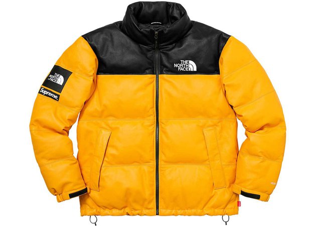 Supreme The North Face Leather Nuptse Jacket Yellow