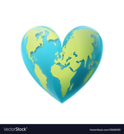 Valentines day earth in shape a heart Royalty Free Vector