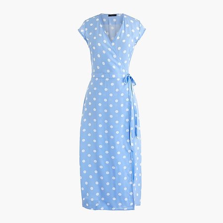 Midi wrap dress in soft rayon polka dots - Women's Dresses | J.Crew