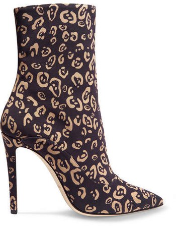Davidson Leopard-print Jersey Ankle Boots - Black
